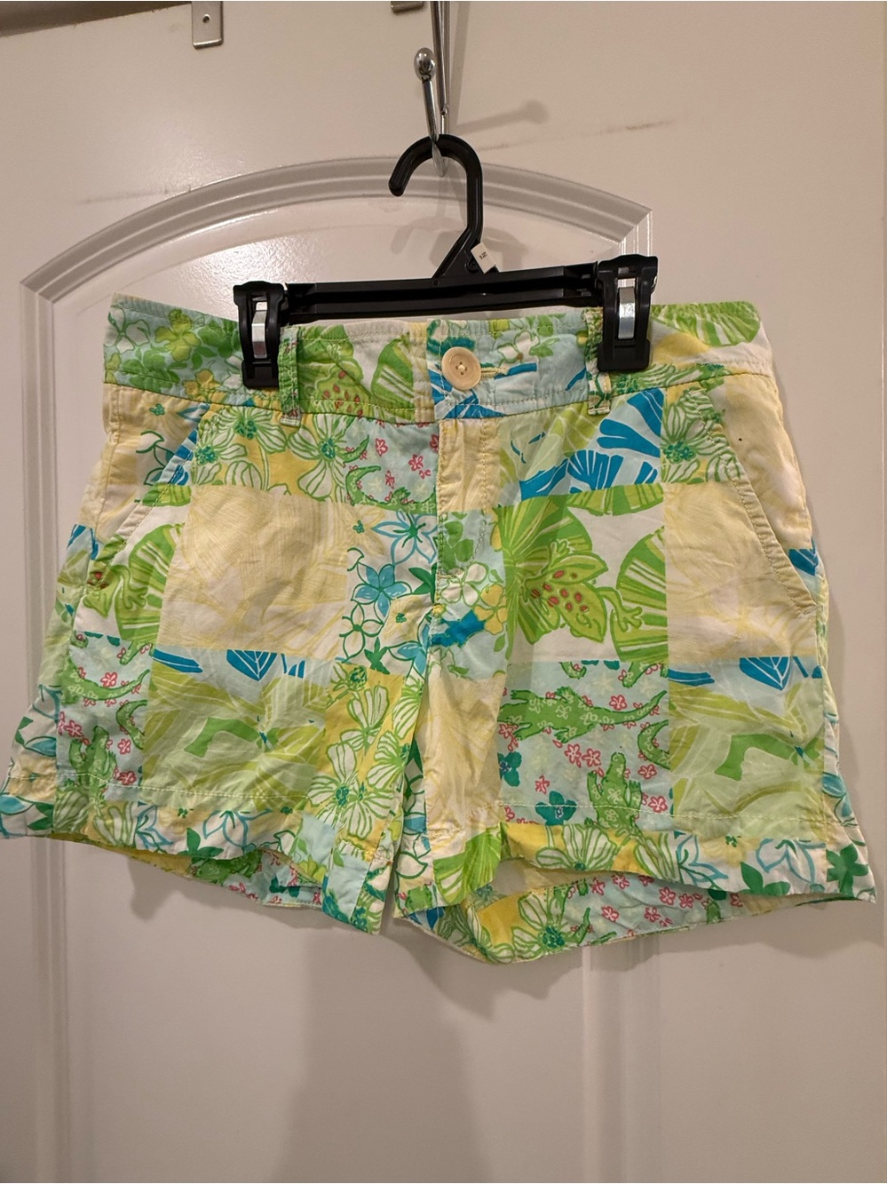 Lilly Pulitzer Yellow, Green and Blue Patchwork Floral Shorts